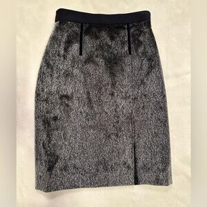 Milin Silver Faux-Fur Mini Skirt Small
